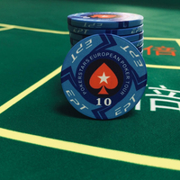 Jetons de poker en céramique écologiques de style européen, 40 mm, 14 g, logo personnalisé pour le poker, le mahjong, le Texas Hold'em, les divertissements familiaux