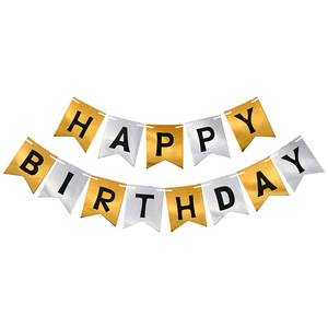 <span class=keywords><strong>Guirlande</strong></span> de bannière en papier Joyeux <span class=keywords><strong>Anniversaire</strong></span> en forme de queue de poisson dorée pour décorations de fête - Product Image 4