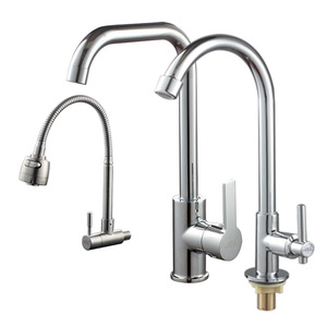 Robinet de cuisine moderne à poignée unique, corps en cuivre, buse en maille, à poser sur comptoir - Product Image 5