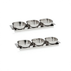 Bol à chocolats en acier inoxydable fait main avec plateau, qualité supérieure, taille personnalisée, bol à dessert - Product Image 1