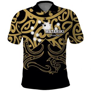 Impression à la demande hommes hauts Matariki nouvelle-zélande Polo Maori nouvel an décontracté revers t-shirt en gros en vrac vêtements pour hommes - Product Image 1