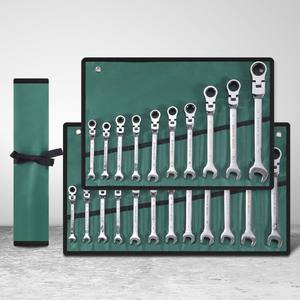 Lot de 15 clés à cliquet à tête flexible CRV, métriques, à fourche et combinées, pour réparation automobile - Product Image 1