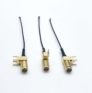 อะแดปเตอร์สายเชื่อมต่อ RF 90องศา PCB SMA ตัวเมียมุมขวาไปยัง <span class=keywords><strong>IPX</strong></span> 1.13สายโคแอกเซียลชุบทอง50 - Product Image 1