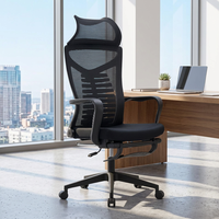 Chaise de bureau ergonomique moderne en tissu avec repose-pieds réglable et support en forme d'arête de poisson, design pivotant pour le travail et les pauses déjeuner