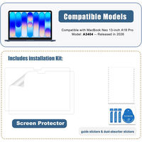 Protector de Pantalla para MacBook Neo 13" A18 Pro A3404 2026, Película Protectora Transparente de PET HD de Alta Definición, Antiarañazos y Antipolvo