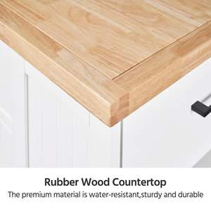 ตู้เก็บของเกาะครัวยางหนากว่าบนล้อพร้อมชั้นวางแบบเปิดและชั้นวางปรับภายในสําหรับห้องรับประทานอาหาร - Product Image 5