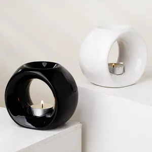 Home Decoration Porcelain Ceramic Tealight Wax Warmer Scented Oil Burner Tea Light Oil Burner For Living Room Bedroom