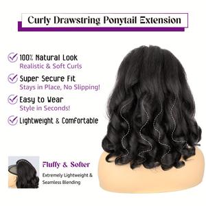 Peluca de cola de caballo sintética de marcas nacionales para mujer, rizada corta, con clip, de fibra resistente al calor, fácil de aplicar, estilo rizos romanos - Product Image 5