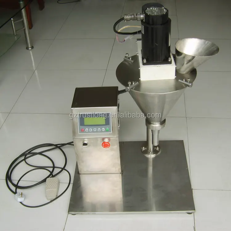 Guangzhou table top semi-automatic manual stand-up spout pouch zipper bag powder filling machine by weight