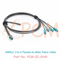 GMSL2 Câble Fakra 1 à 4 femelle à mâle Quad HFM Mini FAKRA Z femelle à FAKRA mâle Câble d'extension coaxial RF pour caméra de voiture GPS