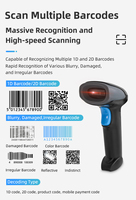 Escáner de Código de Barras Portátil, Lector de Códigos QR USB Plug and Play para Puntos de Venta en Supermercados y Minoristas