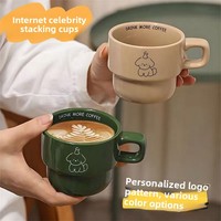 Tasse empilable en céramique personnalisable ensemble de tasse à café sûr pour la célébration d'anniversaire de fête potable de ménage comporte le logo personnalisé
