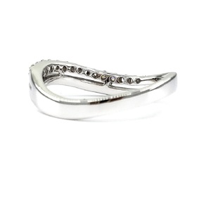 Charmant Design Inspiré Simple À La Mode Fine Bijoux 14k Solide Or Blanc Réel Diamant Courbe Forme Anneaux De Mariage Pour Les Femmes - Product Image 2