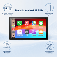 Tragbares Android 13 Autoradio mit 9 Zoll IPS-Display, FM-Transmitter, GPS-Navigation, CarPlay, Android Auto und Rückfahrkamera