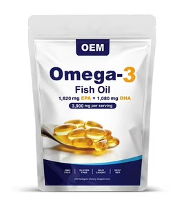 น้ำมันปลาโอเมก้า-3 EPA และ DHA ความเข้มข้นสูงจากปลาทะเลน้ำลึก ผลิตแบบ OEM/ODM  ชนิดแคปซูลนิ่ม สำหรับผู้ใหญ่ ไม่เหมาะสำหรับสตรีมีครรภ์ - Product Image 1