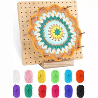 Planche carrée en bois de bambou pour le tricot, le crochet, les granny squares, le blocage du fil - Accessoire de couture simple et durable