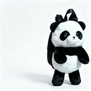Mochila de Peluche de Leopardo de las Nieves, Diseño Esponjoso en Blanco y Negro con Relleno de Algodón PP, Accesorio Unisex para Halloween - Product Image 5