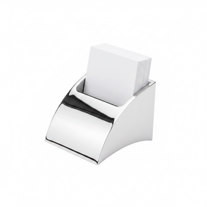 Porta biglietti da visita moderno da scrivania 67x61 mm in acciaio inossidabile, supporto per biglietti da visita, organizer da ufficio, design minimalista - Product Image 2