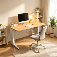 Bureau à domicile moderne et réglable, avec structure en acier durable, surface en bois, gestion des câbles, gain de place pour la maison