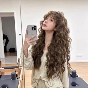 <strong>Cony</strong> Womens Korean-style Wool Curl Bangs Long Curly Hair Cool <strong>Brown</strong> Egg Curls Everyday Wear Non-human Hair Full Wig - Product Image 4