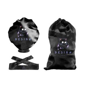 Bonnet en satin personnalisé double couche réversible pour enfants et adultes, foulard, bandeaux, sac en satin, bonnets sur mesure - Product Image 1