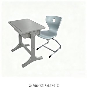 Escritorio y Silla Escolar de Altura Ajustable con Superficie Azul y Estructura Metálica para Niños, Modelo 34396-KZ18 - Product Image 5