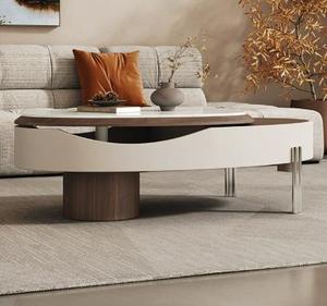 Foshan Factory MRH Petal Coffee <b>Table</b> Modern Solid Wood Extendable Design Light Luxury Living Room Furniture - Product Image 4