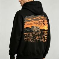 Streetwear ultra-lourd personnalisé DTG pour hommes, sweats à capuche graphiques streetwear fabriqués avec impression DTF.