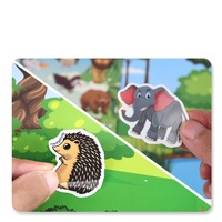 Livre d'autocollants réutilisables Portable Animal World pour enfants, livre d'activités avec autocollants en relief sur les animaux sauvages de la jungle, jouet de voyage silencieux pour la maternelle