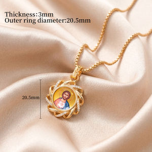 GIVELUCK Colgante de Icono Ortodoxo de la Virgen de Vladímir con Zirconia Incrustada Joyería Religiosa para Mujer - Diseño Mobius - Aureola Eterna - Product Image 2