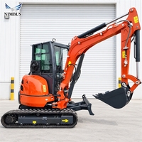 Agents et distributeurs recherchés : Mini-excavatrice NIMBUS à double vitesse avec moteur de translation et bras à oscillation latérale pour travaux de drainage