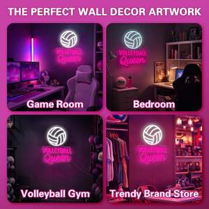 Letrero Luminoso LED de Neón con Diseño de Reina del Voleibol, Decoración de Pared, Alimentación por USB, Regulable, Letrero Rosa de Voleibol para Dormitorio de Adolescentes - Product Image 4