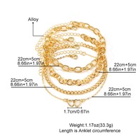 4 pièces/ensemble Hop rétro plat serpent os chaîne mode bracelets de cheville ensemble classique torsion chaîne cubaine chaîne Bracelet bracelets de cheville pour les femmes