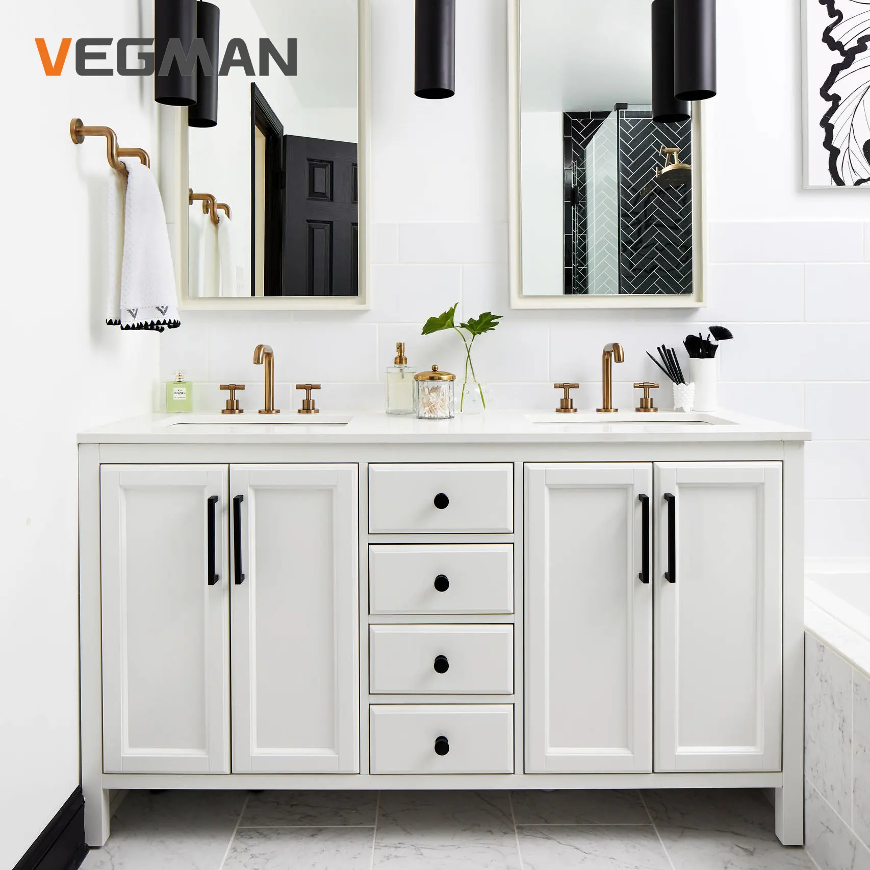 Modern Luxury American Bathroom Furniture White Bathroom Vanity Raised Door Bathroom Cabinets