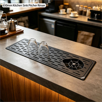 Rinse-gobelets manuel haute pression en acier inoxydable de 650 mm pour bar, avec bac de récupération des gouttes intégré, pour pichets et verres