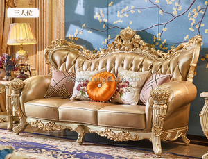 أريكة خشبية كلاسيكية من المصمم الأوروبي تشيسترفيلد غرفة معيشة فاخرة من الجلد الأصلي - Product Image 5