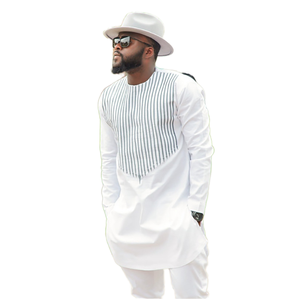 Ensemble Dashiki Traditionnel Africain pour <span class=keywords><strong>Homme</strong></span> : Chemise et Pantalon à Manches Longues Brodés en Polyester Respirant – Idéal pour Mariages Estivaux - Product Image 1
