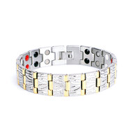 Pulsera de Acero Inoxidable 316L de Venta Caliente, Ancha, para Alivio del Dolor, con Iones Negativos, Anti-Radiación, con Elemento Magnético de 3 Filas