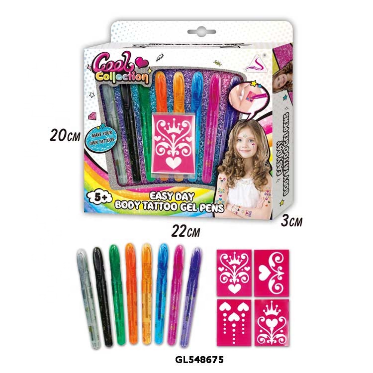Лидер продаж Amazon, набор для макияжа для детей, многофункциональные нетоксичные косметические игрушки, гелевые ручки для татуировок на тело