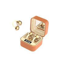 H28 2026 Écouteurs à clip doré rose, miroir de maquillage, lumière douce, charge rapide, légers comme des plumes, étanches IPX4, cadeau tendance pour elle