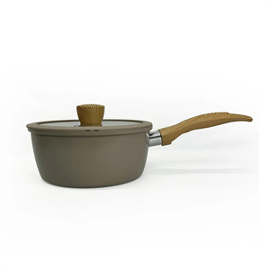 Non Stick 7-Piece Forged Aluminum Cookware Set Ceramic Coated Pot <b>Pan</b> Glass <b>Lids</b> Wooden Soft touch Handles Dishwasher Safe - Product Image 4