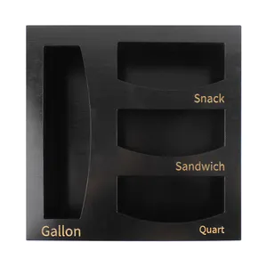 Bamboe Zwart Hout Ziplock Bag Organizer Keuken Gebruiksvoorwerp Lade Organizer Voor Gallon, Quart Sandwich