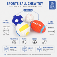 Jouet à mâcher pour chien et chat en forme de ballon de sport, style dessin animé, en latex, pour le nettoyage des dents, volley-ball, tennis, football, rugby, 2 tailles, doux et durable