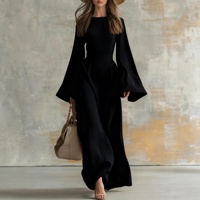 Fabricant OEM ODM de robes à manches longues pour femmes, design personnalisé, vente en gros, couleur unie, élégante, tenue de mode automne-hiver