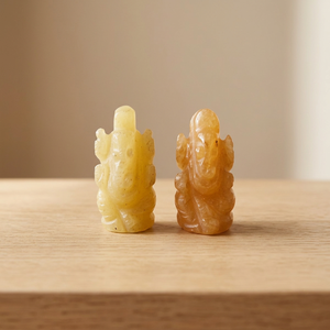 Figurine de Ganesh en Agate Jaune Sculptée à la Main, Pierre Semi-Précieuse, Décoration Feng Shui pour la Maison - Product Image 1