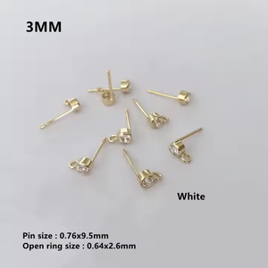 Anti kararmaz 14K altın dolgulu Post çiviler yuvarlak Birthstone elmas çerçeve kulak düğme küpe kadınlar için gümüş 925 takı aksesuarları - Product Image 3