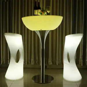ライトアップバーテーブル照明付き水ギセルラウンジ屋外ハイトップカクテルLEDバー家具テーブルと椅子