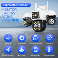 Cámara de Seguridad CCTV Tipo Domo de 12MP y 4 Lentes, Visión Nocturna a Todo Color 4K, Detección de Movimiento, Seguimiento Humano por IA, Cámara IP WIFI PTZ