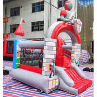 Château Gonflable Commercial avec Toboggan et Structure de Rebond, Jeux de Carnaval, Toboggan Humide et Sec, Aire de Jeux Gonflable Unisexe pour Tout-petits