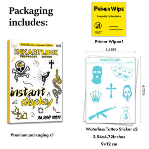 Tatouage semi-permanent hardcore à base de plantes Waterless Street Style AK Rifle & <span class=keywords><strong>Scream</strong></span> Mask, tenue 7 jours, vente en gros - Product Image 5